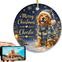 Load image into Gallery viewer, Golden Retriever Christmas Ornament - Cozy Winter Pet Portrait Design - Personalize with Photo and Name-Christmas Ornament-Christmas,Christmas Ornament,Personalize Artwork-1