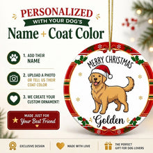 Load image into Gallery viewer, Golden Retriever Christmas Ornament - Personalized Whimsical Holiday Cartoon Art Design - with Name-Christmas Ornament-Christmas,Golden Retriever,Personalize Artwork-2
