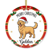 Load image into Gallery viewer, Golden Retriever Christmas Ornament - Personalized Whimsical Holiday Cartoon Art Design - with Name-Christmas Ornament-Christmas,Golden Retriever,Personalize Artwork-3
