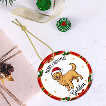 Load image into Gallery viewer, Golden Retriever Christmas Ornament - Personalized Whimsical Holiday Cartoon Art Design - with Name-Christmas Ornament-Christmas,Golden Retriever,Personalize Artwork-6