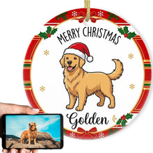 Load image into Gallery viewer, Golden Retriever Christmas Ornament - Personalized Whimsical Holiday Cartoon Art Design - with Name-Christmas Ornament-Christmas,Golden Retriever,Personalize Artwork-1