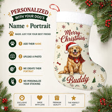 Load image into Gallery viewer, Golden Retriever Christmas Stocking - Cozy Festive Wishes - Personalize with Photo and Name-Christmas Ornament-Christmas,Christmas Stocking,Personalize Artwork-2