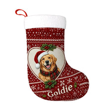 Load image into Gallery viewer, Golden Retriever Christmas Stocking – Heart Knit Portrait – Personalize with Photo and Name-Christmas Ornament-Christmas,Christmas Stocking,Golden Retriever,Personalize Artwork-3