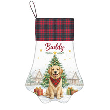Load image into Gallery viewer, Golden Retriever Christmas Stocking - Home for the Holidays - Personalize with Photo and Name-Christmas Ornament-Christmas,Golden Retriever,Personalize Artwork,Stocking-1