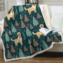Load image into Gallery viewer, Golden Retriever Christmas Tree Celebration Christmas Blanket-Blanket-Blankets, Christmas, Golden Retriever, Home Decor-2