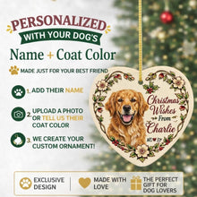 Load image into Gallery viewer, Golden Retriever Dog Ornament - Christmas Wishes Design - Personalized with Name-Christmas Ornament-Christmas,Golden Retriever,Personalize Artwork-2