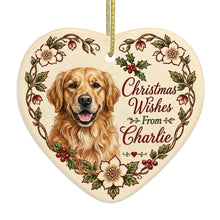 Load image into Gallery viewer, Golden Retriever Dog Ornament - Christmas Wishes Design - Personalized with Name-Christmas Ornament-Christmas,Golden Retriever,Personalize Artwork-4