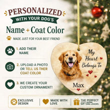 Load image into Gallery viewer, Golden Retriever Dog Ornament - My Heart Belongs To Design - Personalized with Name-Christmas Ornament-Christmas,Golden Retriever,Personalize Artwork-2