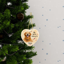 Load image into Gallery viewer, Golden Retriever Dog Ornament - My Heart Belongs To Design - Personalized with Name-Christmas Ornament-Christmas,Golden Retriever,Personalize Artwork-3