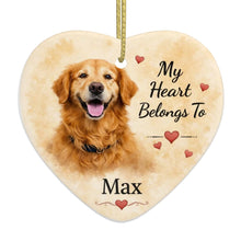 Load image into Gallery viewer, Golden Retriever Dog Ornament - My Heart Belongs To Design - Personalized with Name-Christmas Ornament-Christmas,Golden Retriever,Personalize Artwork-4