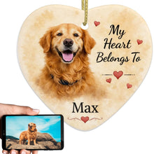 Load image into Gallery viewer, Golden Retriever Dog Ornament - My Heart Belongs To Design - Personalized with Name-Christmas Ornament-Christmas,Golden Retriever,Personalize Artwork-1
