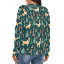 Load image into Gallery viewer, Golden Retriever Festive Tree Celebration Women&#39;s V-Neck Christmas Sweater-Apparel-Apparel,Christmas,Dog Mom Gifts,Golden Retriever,Sweater,Sweatshirt-2