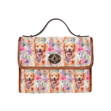 Load image into Gallery viewer, Golden Retriever in Lavender Bloom Harmony Satchel Bag Purse-Accessories-Accessories, Bags, Golden Retriever, Purse-One Size-7