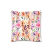 Load image into Gallery viewer, Golden Retriever in Lavender Bloom Harmony Throw Pillow Cover-Cushion Cover-Golden Retriever, Home Decor, Pillows-White-ONESIZE-2