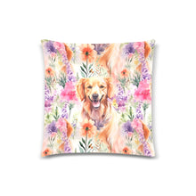 Load image into Gallery viewer, Golden Retriever in Lavender Bloom Harmony Throw Pillow Cover-Cushion Cover-Golden Retriever, Home Decor, Pillows-White-ONESIZE-1