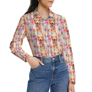 Golden Retriever in Lavender Bloom Women's Shirt - 2 Designs-Apparel-Apparel, Golden Retriever, Shirt-10