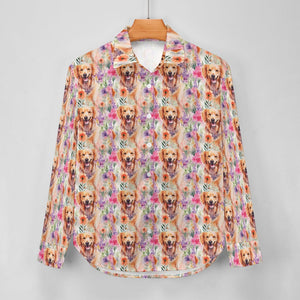 Golden Retriever in Lavender Bloom Women's Shirt - 2 Designs-Apparel-Apparel, Golden Retriever, Shirt-3
