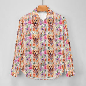 Golden Retriever in Lavender Bloom Women's Shirt - 2 Designs-Apparel-Apparel, Golden Retriever, Shirt-4