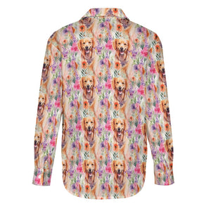 Golden Retriever in Lavender Bloom Women's Shirt - 2 Designs-Apparel-Apparel, Golden Retriever, Shirt-6