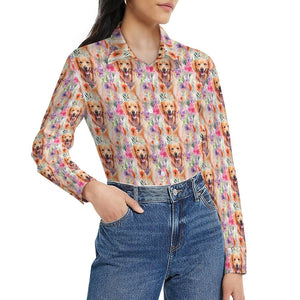 Golden Retriever in Lavender Bloom Women's Shirt - 2 Designs-Apparel-Apparel, Golden Retriever, Shirt-9