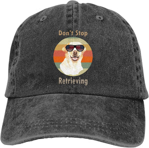 Image of a Golden Retriever baseball cap in don't stop retrieving design