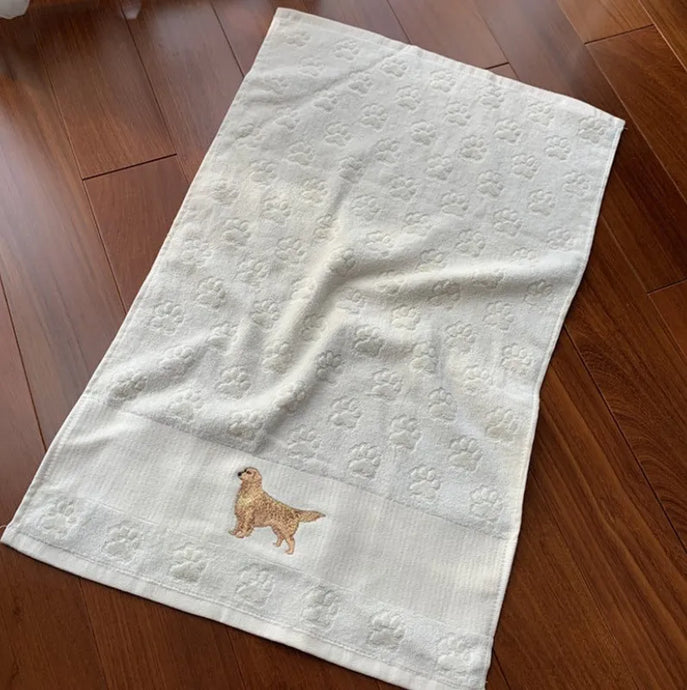 Golden Retriever Love Large Embroidered Cotton Towel-Home Decor-Bathroom Decor,Dog Mom Gifts,Golden Retriever,Home Decor,Towel-1