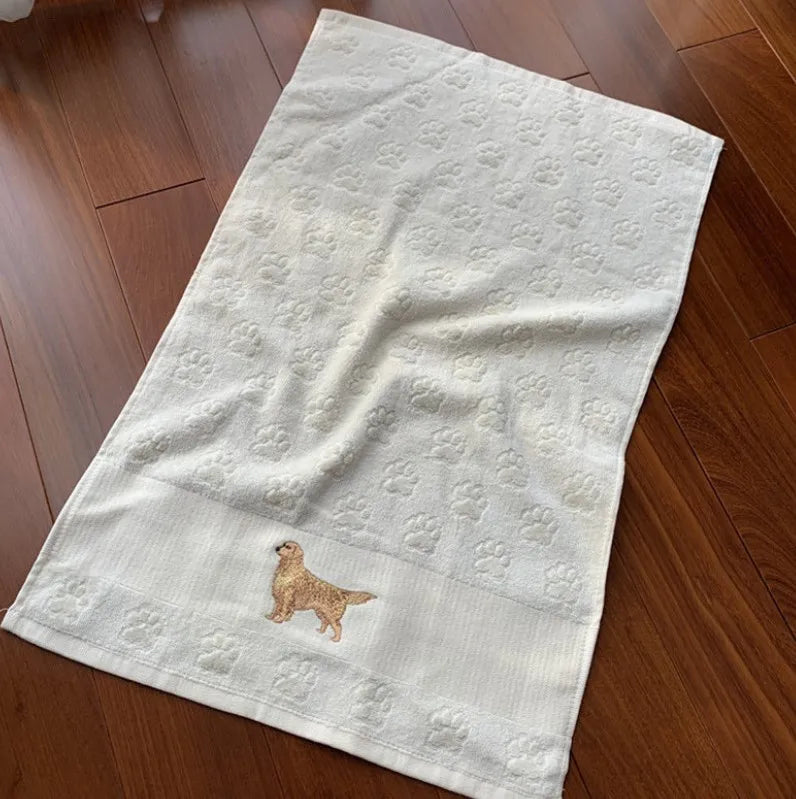 Golden Retriever Love Large Embroidered Cotton Towel-Home Decor-Bathroom Decor,Dog Mom Gifts,Golden Retriever,Home Decor,Towel-1