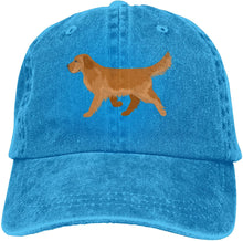 Load image into Gallery viewer, Image of a golden retriever baseball cap in the color blue
