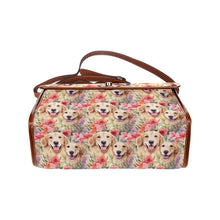 Load image into Gallery viewer, Golden Retriever Mom and Baby in Blossom Symphony Satchel Bag Purse-Accessories-Accessories, Bags, Golden Retriever, Purse-Black3-ONE SIZE-3