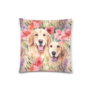 Golden Retriever Mom and Baby in Blossom Symphony Throw Pillow Cover-Cushion Cover-Golden Retriever, Home Decor, Pillows-2
