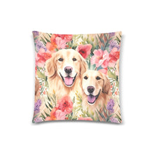 Load image into Gallery viewer, Golden Retriever Mom and Baby in Blossom Symphony Throw Pillow Cover-Cushion Cover-Golden Retriever, Home Decor, Pillows-White1-ONESIZE-3