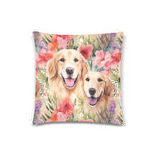 Load image into Gallery viewer, Golden Retriever Mom and Baby in Blossom Symphony Throw Pillow Cover-Cushion Cover-Golden Retriever, Home Decor, Pillows-4