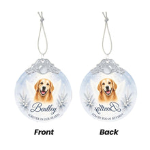 Load image into Gallery viewer, Golden Retriever Ornament - Angel Dog Memorial Design - Personalized with Photo and Name-Christmas Ornament-Christmas,Christmas Ornament,Golden Retriever,Personalize Artwork-5