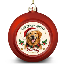 Load image into Gallery viewer, Golden Retriever Ornament - Classic Red Round Shape - Santa's Favourite Design - Personalized with Name-Christmas Ornament-Christmas,Golden Retriever,Personalize Artwork-4