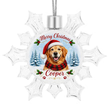 Load image into Gallery viewer, Golden Retriever Ornament - Personalized Snowflake Shaped Christmas Snow Globe Design - with Name-Christmas Ornament-Christmas,Golden Retriever,Personalize Artwork-4