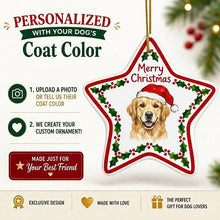 Load image into Gallery viewer, Golden Retriever Ornament - Personalized Star Shaped Christmas Folk-Art Design-Christmas Ornament-Christmas,Golden Retriever,Personalize Artwork-2
