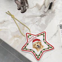 Load image into Gallery viewer, Golden Retriever Ornament - Personalized Star Shaped Christmas Folk-Art Design-Christmas Ornament-Christmas,Golden Retriever,Personalize Artwork-5