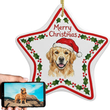 Load image into Gallery viewer, Golden Retriever Ornament - Personalized Star Shaped Christmas Folk-Art Design-Christmas Ornament-Christmas,Golden Retriever,Personalize Artwork-1