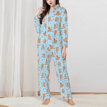 Load image into Gallery viewer, Golden Retriever Pajamas for Women - XL Available - Golden Retrievers Doing Yoga-Pajamas-Apparel,Dog Mom Gifts,Golden Retriever,Pajamas-Blue-XS-3