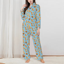 Load image into Gallery viewer, Golden Retriever Pajamas for Women - XL Available - Happy Golden Retriever Pack-Pajamas-Apparel,Dog Mom Gifts,Golden Retriever,Pajamas-Blue-XS-2