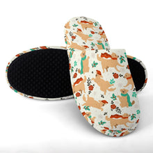 Load image into Gallery viewer, Golden Retriever Slippers for Women - Merry Merry Golden Retriever Christmas - Flannel-Accessories,Dog Mom Gifts,Golden Retriever,Slippers-12