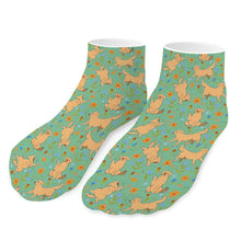 Load image into Gallery viewer, Golden Retriever Socks - Ankle Length - Flower Garden Golden Retriever-Accessories-Accessories,Dog Dad Gifts,Golden Retriever,Socks-Mint Green-One size-6