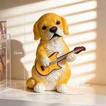 Load image into Gallery viewer, Golden Retriever Statue - Golden on Guitar - Musical Shelf Jazz Quartet-B-10