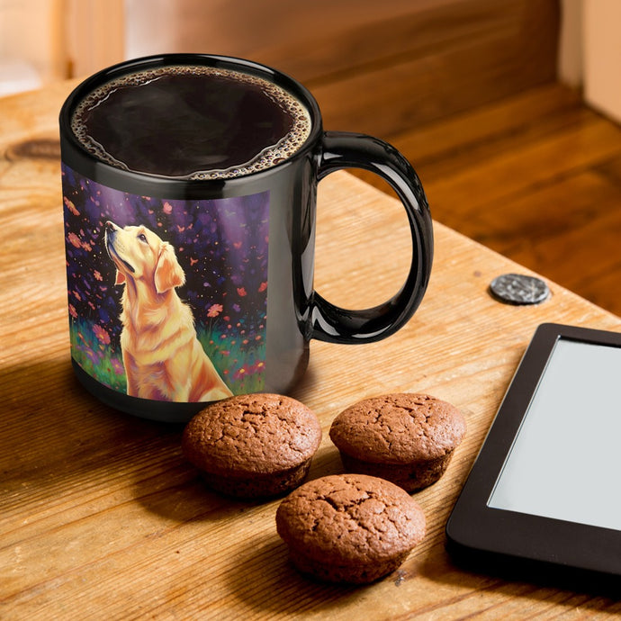 Golden Retriever Under Night Blossoms Coffee Mug-ONE SIZE-Black-1