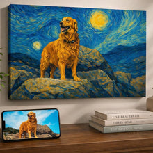 Load image into Gallery viewer, Photo of starry night inspired Golden Retriever wall art