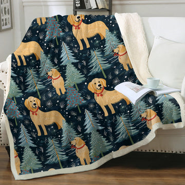 Golden Retriever Winter Forest Fest Christmas Blanket 360x