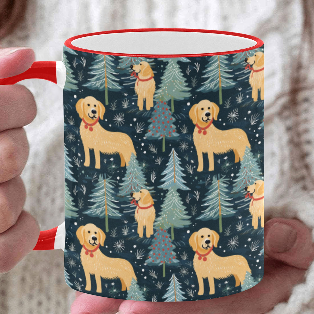 Golden Retriever Winter Forest Fest Christmas Coffee Mug-White7-ONE SIZE-1