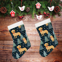 Load image into Gallery viewer, Golden Retriever Winter Forest Fest Christmas Stocking-Christmas Ornament-Christmas, Golden Retriever, Home Decor-26X42CM-White-2