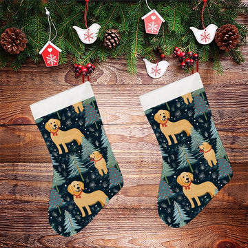 Golden Retriever Winter Forest Fest Christmas Stocking 2 360x