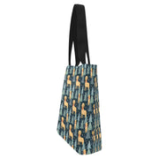 Golden Retriever Winter Forest Fest Large Canvas Tote Bags-8